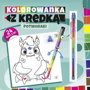 Kolorowanka z kredką. Potworki. Autor:   Praca zbiorowa. Multiszop.pl Okładka książki Kolorowanka z kredką. Potworki