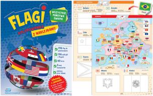 Kolorowanka z naklejkami Flagi. Autor:   Praca zbiorowa. Multiszop.pl Okładka książki Kolorowanka z naklejkami Flagi