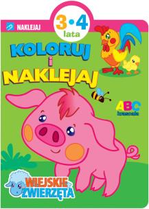 Okładka książki Koloruj i naklejaj. Wiejskie zwierzęta