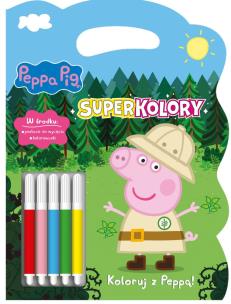 Koloruj z Peppą! Świnka Peppa. SuperKolory. Autor: Opracowanie zbiorowe. Multiszop.pl Okładka książki Koloruj z Peppą! Świnka Peppa. SuperKolory
