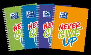 Opakowanie KOŁOZESZYT OXFORD NEVER GIVE UP 2SPI A4+ 80K 90G KR MA PP