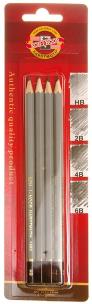 Opakowanie Komplet 4 ołówków grafitowych Gold Star 1860/4 na blistrze (HB, 2B, 4B, 6B)