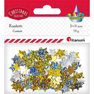 Opakowanie Konfetti Gwiazdki złote, srebrne hologram 14g