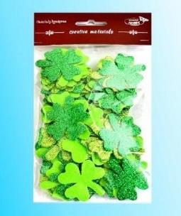 Opakowanie Koniczyny brokatowe tonacja zielona 44szt