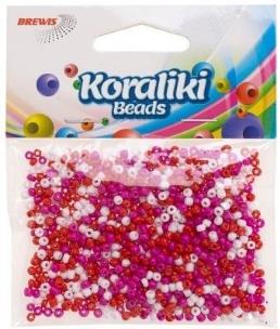 Opakowanie Koraliki akrylowe do nawlekania białe czerwone 35m