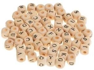 Opakowanie Koraliki drewniane alfabet 8mm 60szt