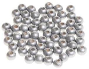 Opakowanie Koraliki drewniane do nawlekania srebrne 10mm 60sz