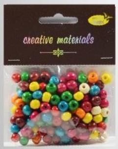 Opakowanie Koraliki drewniane kolorowe ok 26g ok150szt