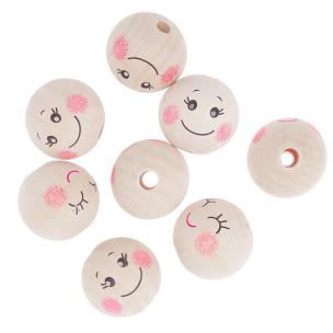 Opakowanie Koraliki drewniane kulki buźki 3cm 8szt