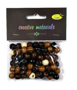 Opakowanie Koraliki drewniane naturalny mix 10mm 25g