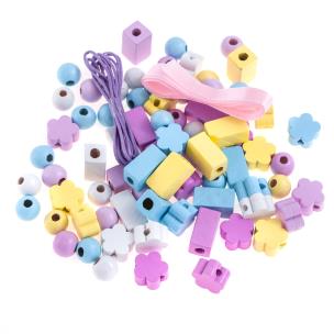 Opakowanie Koraliki drewniane w słoiczku pastelowe 150 szt. mix