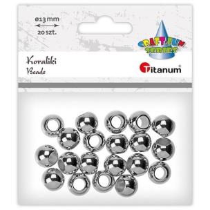 Opakowanie Koraliki plastikowe 13mm 20szt srebrne