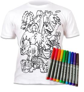 Koszulka do wielokrotnego kolorowania Dinozaur 5-6. Wydawca: Splat Planet. Multiszop.pl Opakowanie Koszulka do wielokrotnego kolorowania Dinozaur 5-6
