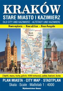 Okładka książki Kraków. Stare Miasto i Kazimierz. Plan miasta 1:4000 wyd. 2023