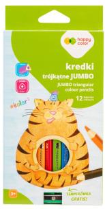 Opakowanie Kredki drewniane Jumbo trójkątne 12 kolorów + temperówka Happy Color