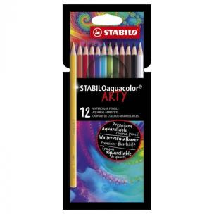 Kredki drewniane STABILO Aquacolor ARTY 12 kolorów. Wydawca: Stabilo. Multiszop.pl Opakowanie Kredki drewniane STABILO Aquacolor ARTY 12 kolorów