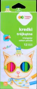 Opakowanie Kredki drewniane trójkątne 12 kolorów HAPPY COLOR