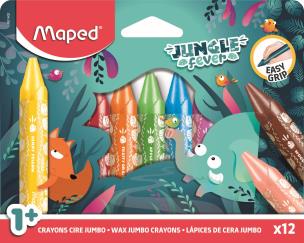Kredki Jumbo Jungle Fever świecowe 12szt MAPED. Wydawca: Maped. Multiszop.pl Opakowanie Kredki Jumbo Jungle Fever świecowe 12szt MAPED