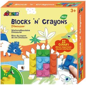 Kredki klocki- dinozaury. Wydawca: Russell. Multiszop.pl Opakowanie Kredki klocki- dinozaury