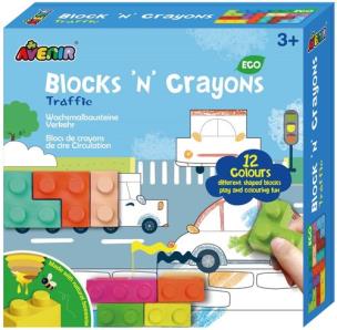 Kredki klocki- pojazdy. Wydawca: Russell. Multiszop.pl Opakowanie Kredki klocki- pojazdy