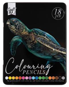 Opakowanie Kredki kolorowe 18 kolorów w metalowym pudełku