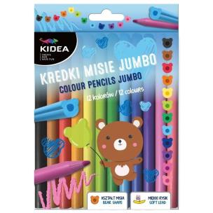 Kredki Misie Jumbo 12 kolorów KIDEA. Wydawca: Derform. Multiszop.pl Opakowanie Kredki Misie Jumbo 12 kolorów KIDEA