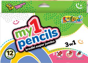 Opakowanie Kredki moje pierwsze Super Jumbo Kolori Penmate 12 kolorów + temperówka TT8312