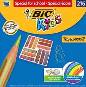Kredki ołówkowe BIC Kids Tropicolors Zestaw 216 sztuk. Wydawca: Bic. Multiszop.pl Opakowanie Kredki ołówkowe BIC Kids Tropicolors Zestaw 216 sztuk