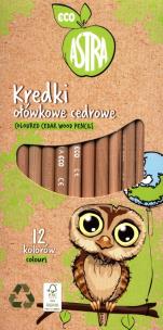 Kredki ołówkowe cedrowe Eco 12 kolorów. Wydawca: Astra. Multiszop.pl Opakowanie Kredki ołówkowe cedrowe Eco 12 kolorów