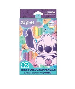 Opakowanie Kredki ołówkowe trójkątne Disney Fashion Jumbo 12 kolorów pastel