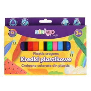 Kredki plastikowe trójkątne 12 kolorów STRIGO. Wydawca: Strigo. Multiszop.pl Opakowanie Kredki plastikowe trójkątne 12 kolorów STRIGO