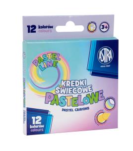 Opakowanie Kredki świecowe pastelowe Astra 12 kolorów 8/90mm