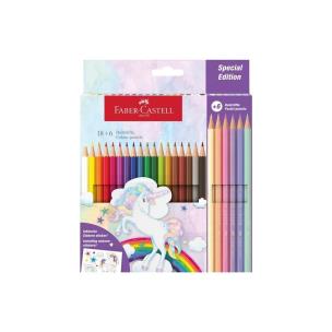 Kredki sześciokątne Unicorn 18+6 kol.. Wydawca: Faber Castell. Multiszop.pl Opakowanie Kredki sześciokątne Unicorn 18+6 kol.