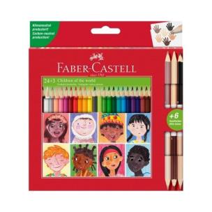 Kredki trójkątne dwustronne 27 kolorów. Wydawca: Faber Castell. Multiszop.pl Opakowanie Kredki trójkątne dwustronne 27 kolorów