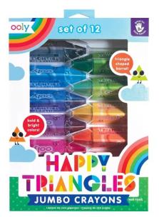 Kredki trójkątne jumbo Happy Triangles 12szt. Wydawca: ooly. Multiszop.pl Opakowanie Kredki trójkątne jumbo Happy Triangles 12szt