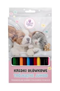 Kredki trójkątne jumbo The sweet pets 12 kolorów. Wydawca: Beniamin. Multiszop.pl Opakowanie Kredki trójkątne jumbo The sweet pets 12 kolorów