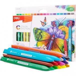 Kredki trójkątne plastik Color Emotio 18 kol DELI. Wydawca: DELI. Multiszop.pl Opakowanie Kredki trójkątne plastik Color Emotio 18 kol DELI