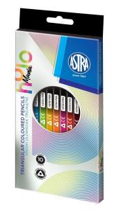 Opakowanie Kredki trójkątne z drewna czarnego10kol ASTRA