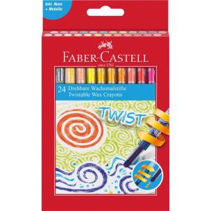 Kredki woskowe wykręcane 24szt. Wydawca: Faber Castell. Multiszop.pl Opakowanie Kredki woskowe wykręcane 24szt