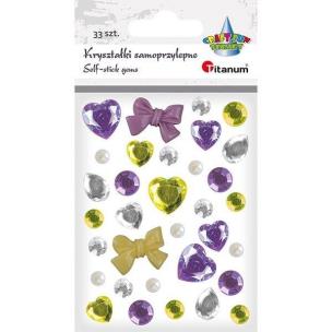 Opakowanie Kryształki samoprzylepne fiolet zielony mix 33szt