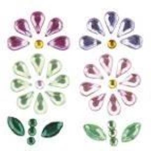 Opakowanie Kryształki samoprzylepne kwiaty 13x21mm mix 8szt