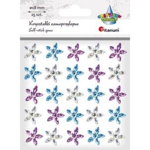 Opakowanie Kryształki samoprzylepne kwiaty 18mm mix 25szt