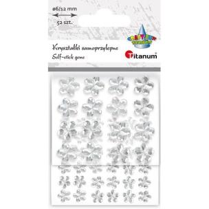 Opakowanie Kryształki samoprzylepne kwiaty 52szt srebrne