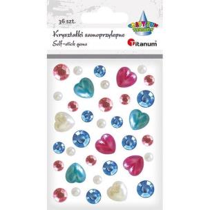 Opakowanie Kryształki samoprzylepne różowo-niebieskie 36szt