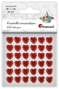 Opakowanie Kryształki samoprzylepne Serca czerwone 36szt