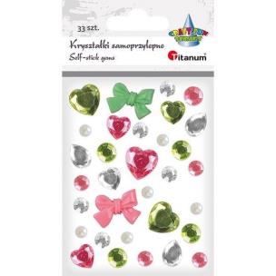 Opakowanie Kryształki samoprzylepne zielony różowy mix 33szt