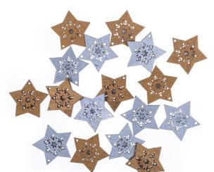 Kryształy z drewna samoprzylepne gwiazdki 16szt. Wydawca: Dalprint. Multiszop.pl Opakowanie Kryształy z drewna samoprzylepne gwiazdki 16szt