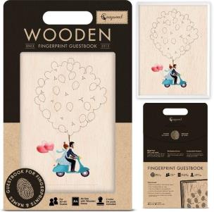 Księga gości na odciski palców Ślub Skuter. Wydawca: Cozywood. Multiszop.pl Opakowanie Księga gości na odciski palców Ślub Skuter