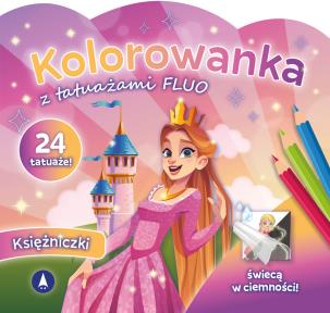 Okładka książki Księżniczki. Kolorowanka z tatuażami FLUO