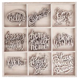 Kształty z drewna słowa 45szt. Wydawca: Dalprint. Multiszop.pl Opakowanie Kształty z drewna słowa 45szt